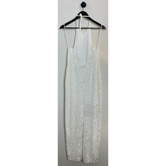 HELSI Helsi Brice Halter Sequin Column Maxi Dress in White Size Medium - Picture 9 of 16